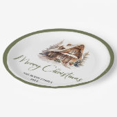 Neutral Pastel Christmas Personalized Family Plate ペーパープレート (アングル)