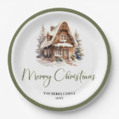 Neutral Pastel Christmas Personalized Family Plate ペーパープレート (正面)