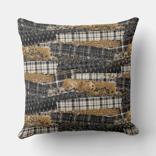 Neutral Patchwork Plaid  クッション (裏面)