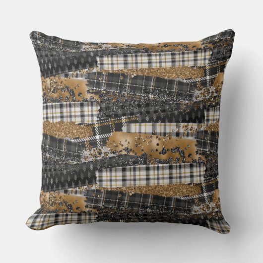 Neutral Patchwork Plaid  クッション (正面)