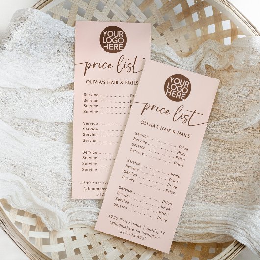 Neutral Peach and Brown Logo | Price List Services ラックカード