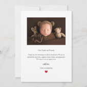 Neutral Photo Birth Announcement with Script 案内状 (裏面)