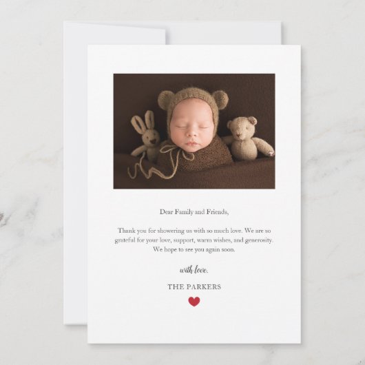 Neutral Photo Birth Announcement with Script 案内状 (裏面)