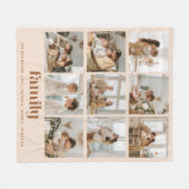 Neutral Photo Collageモダンファミリ名 フリースブランケット (正面(横))