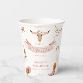 Neutral Pink Boho Wild West Cowgirl Baby Shower 紙コップ