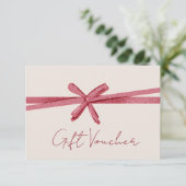 Neutral pink Ribbon On Beige gift certificate (スタンド正面)