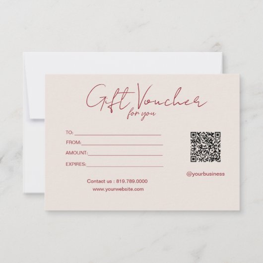 Neutral pink Ribbon On Beige gift certificate (裏面)