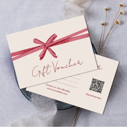 Neutral pink Ribbon On Beige gift certificate