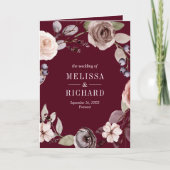 Neutral Pumpkin Floral QR Code Burgundy Wedding 招待状 (正面)