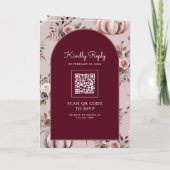Neutral Pumpkin Floral QR Code Burgundy Wedding 招待状 (裏面)