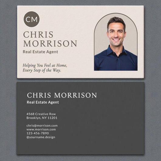 Neutral Real Estate Agent Photo Professional 名刺