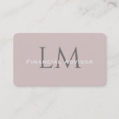 Neutral Rose Taupe Monogram Business Card 名刺 (正面)