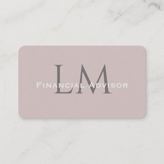 Neutral Rose Taupe Monogram Business Card 名刺 (正面)