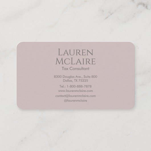 Neutral Rose Taupe Monogram Business Card 名刺 (裏面)