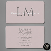 Neutral Rose Taupe Monogram Business Card