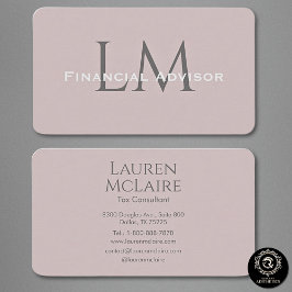Neutral Rose Taupe Monogram Business Card 名刺