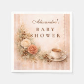 Neutral Rustic A Baby Is Brewing Baby Shower スタンダードカクテルナプキン (正面)