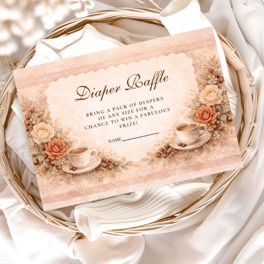 Neutral Rustic A Baby Is Brewing Diapper Raffle エンクロージャーカード