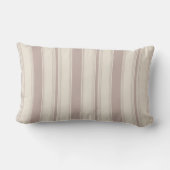 Neutral Rustic Farmhouse Striped Beige & Taupe ランバークッション (裏面)