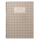 Neutral Rustic Gingham Small Business ノートブック (正面)