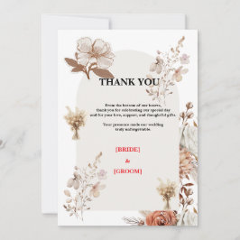 Neutral Rustic Wedding Thank You サンキューカード