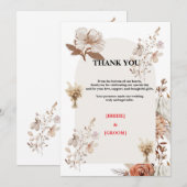 Neutral Rustic Wedding Thank You サンキューカード (正面/裏面)