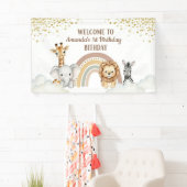Neutral Safari Animals 1st Birthday Welcome Banner 横断幕 (インサイチュ)