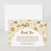 Neutral Safari Animals Wild One First Birthday サンキューカード (正面/裏面)