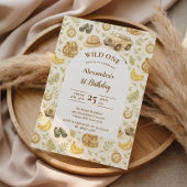 Neutral Safari Animals Wild One First Birthday 招待状