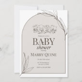 Neutral Safari Baby Shower Invitation, Minimal Bab 招待状 (正面)