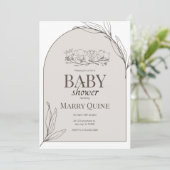 Neutral Safari Baby Shower Invitation, Minimal Bab 招待状 (スタンド正面)