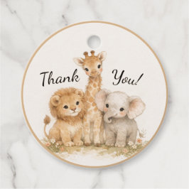 Neutral Safari Cute Animals Lion Giraffe Elephant フェイバータグ