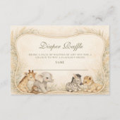 Neutral Safari Jungle Animals Diapper Raffle エンクロージャーカード (正面)