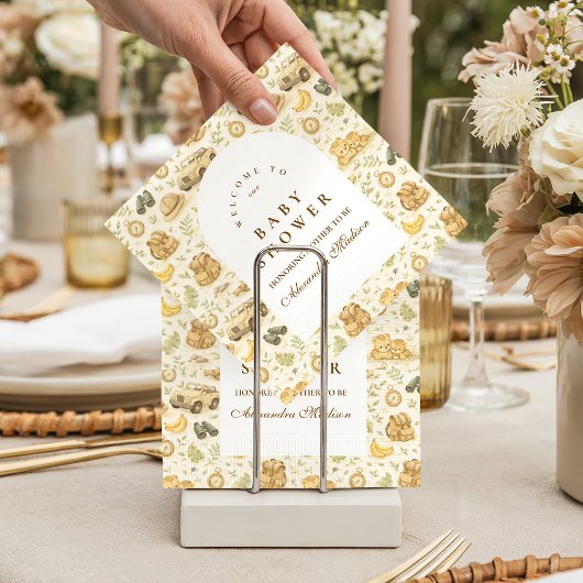 Neutral Safari Jungle Baby Shower スタンダードカクテルナプキン