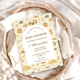 Neutral Safari Jungle Baby Shower 招待状