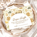 Neutral Safari Jungle Diapper Raffle エンクロージャーカード<br><div class="desc">A sweet storybook-style safari design featuring gentle watercolor baby animals including lions, giraffes, and elephants surrounded by soft jungle greenery and delicate botanical details. The warm neutral palette of cream, honey gold, and soft olive creates a timeless nature-inspired aesthetic, while the elegant arched layout leaves beautiful space for personalized event...</div>