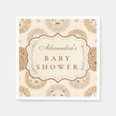 Neutral Safari Lion Baby Shower スタンダードカクテルナプキン (正面)