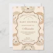 Neutral Safari Lion Baby Shower 招待状 (正面)