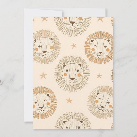 Neutral Safari Lion Baby Shower 招待状 (裏面)