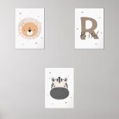 Neutral Safari Nursery Wall Art Set Lion Zebra (正面)