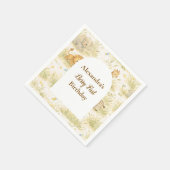 Neutral Safari Wild One Floral First Birthday スタンダードカクテルナプキン (角)