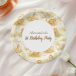 Neutral Safari Wild One Floral First Birthday ペーパープレート<br><div class="desc">A soft and charming safari-themed design featuring gentle watercolor animals surrounded by delicate wildflowers and botanical greenery. Sweet lions, giraffes, elephants, and zebras create a whimsical storybook scene in warm neutral tones of beige, cream, and soft sage. The elegant arch layout and botanical details give this design a timeless and...</div>