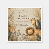 Neutral Safari Woodland Baby Shower スタンダードカクテルナプキン (正面)