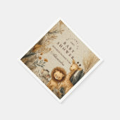 Neutral Safari Woodland Baby Shower スタンダードカクテルナプキン (角)