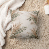 Neutral Sage and Beige Pampas Botanical クッション (ブランケット)