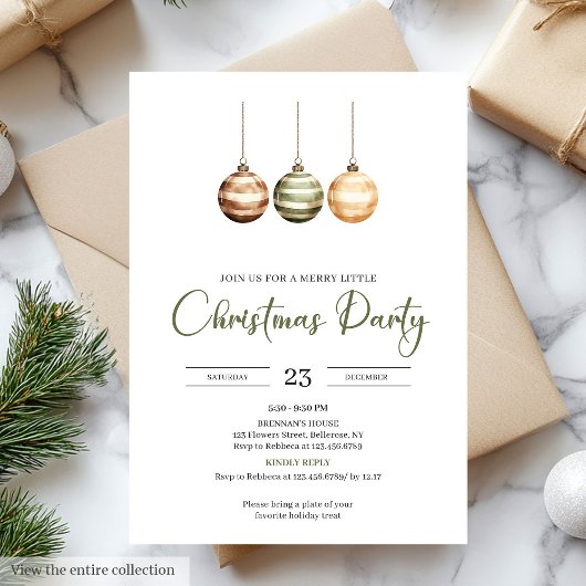 Neutral Sage Ivory Scandinavian Christmas Party 招待状