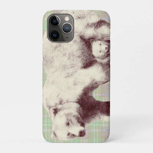  Neutral Sage Plaid Bear Case-Mate iPhoneケース (裏)