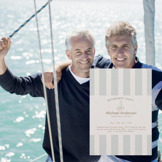Neutral Sailboat Retirement Party  招待状