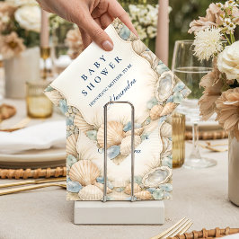 Neutral Seaside Shells Baby Shower スタンダードカクテルナプキン