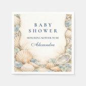 Neutral Seaside Shells Baby Shower スタンダードカクテルナプキン (正面)
